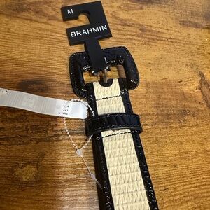 Brahmin Black and Tan Woven Belt